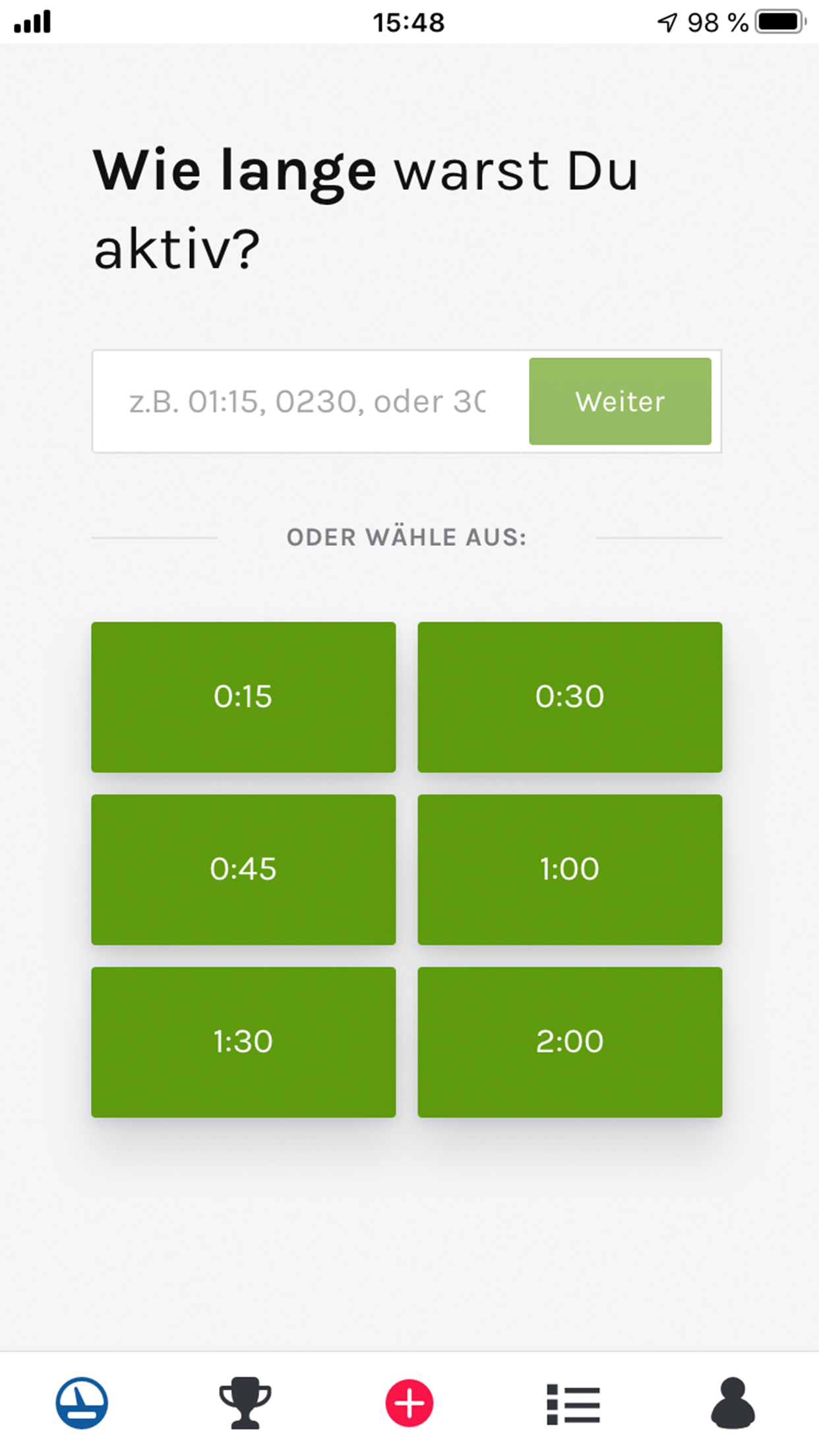 Erfassung der Aktivitätsdauer in der movival App